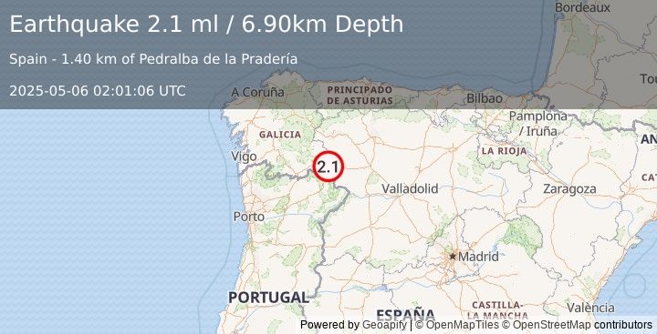 Earthquake SPAIN (2.1 ml) (2025-05-06 02:01:06 UTC)