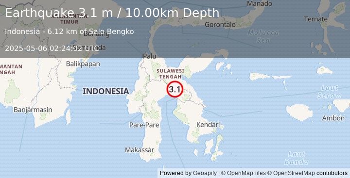 Earthquake SULAWESI, INDONESIA (3.1 m) (2025-05-06 02:24:02 UTC)