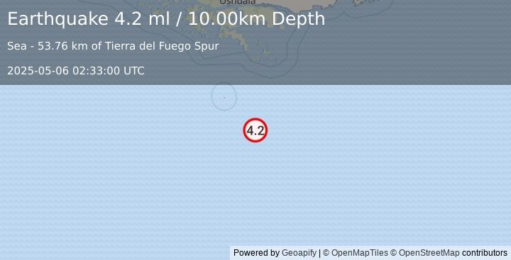 Earthquake DRAKE PASSAGE (4.2 ml) (2025-05-06 02:33:00 UTC)