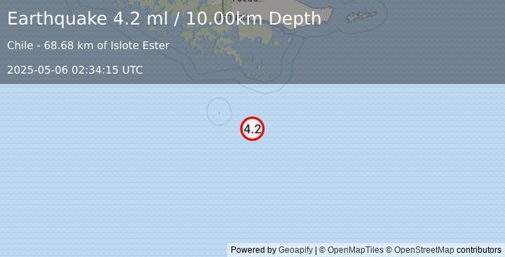 Earthquake DRAKE PASSAGE (4.2 ml) (2025-05-06 02:34:15 UTC)