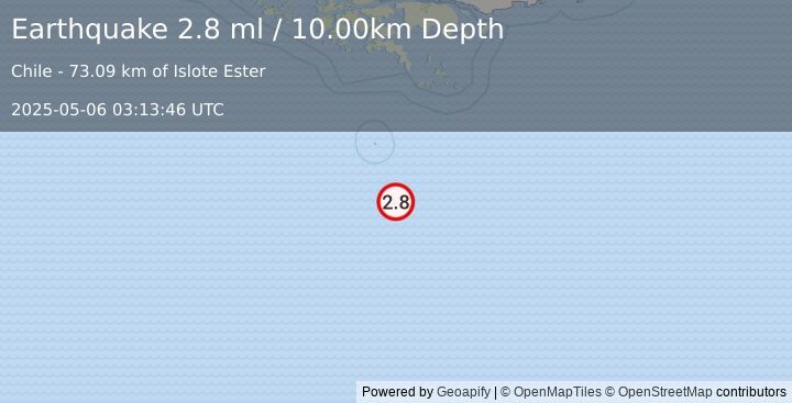 Earthquake DRAKE PASSAGE (2.8 ml) (2025-05-06 03:13:46 UTC)
