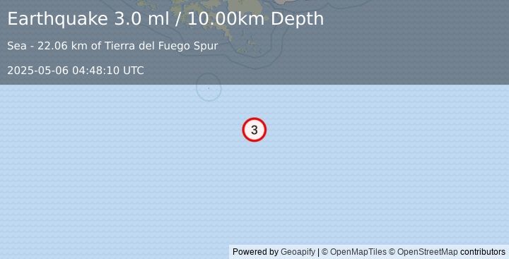 Earthquake DRAKE PASSAGE (3.0 ml) (2025-05-06 04:48:10 UTC)