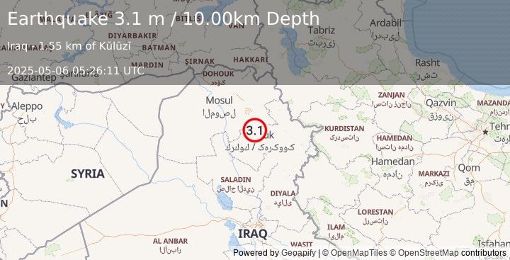 Earthquake IRAQ (3.1 m) (2025-05-06 05:26:11 UTC)