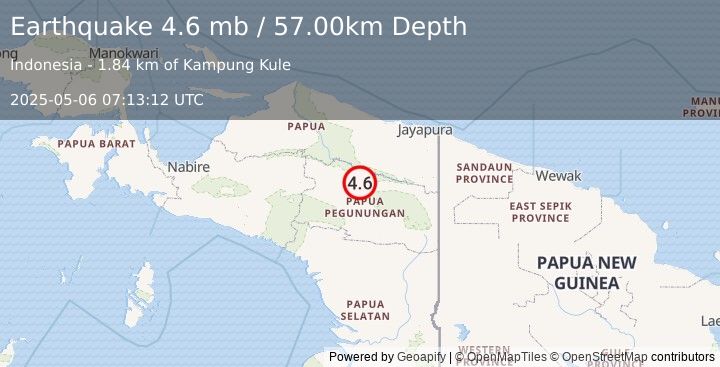 Earthquake PAPUA, INDONESIA (4.6 mb) (2025-05-06 07:13:12 UTC)