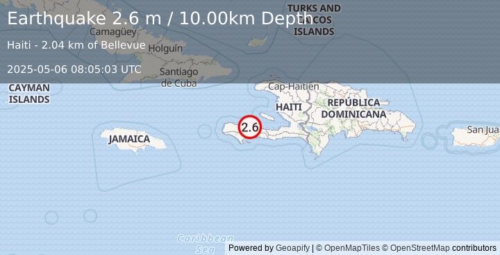 Earthquake HAITI REGION (2.6 m) (2025-05-06 08:05:03 UTC)