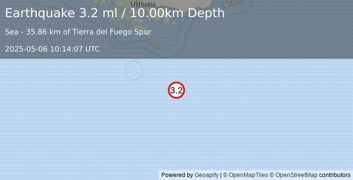 Earthquake DRAKE PASSAGE (3.2 ml) (2025-05-06 10:14:07 UTC)