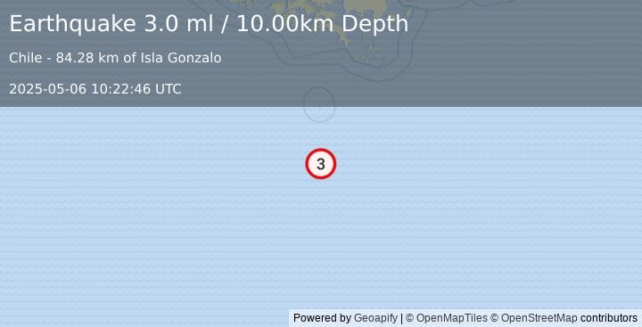 Earthquake DRAKE PASSAGE (3.0 ml) (2025-05-06 10:22:46 UTC)