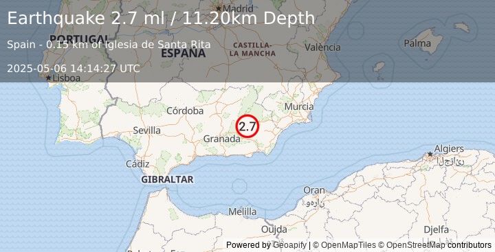 Earthquake SPAIN (2.7 ml) (2025-05-06 14:14:27 UTC)