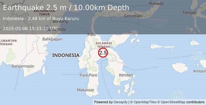 Earthquake SULAWESI, INDONESIA (2.5 m) (2025-05-06 15:33:21 UTC)