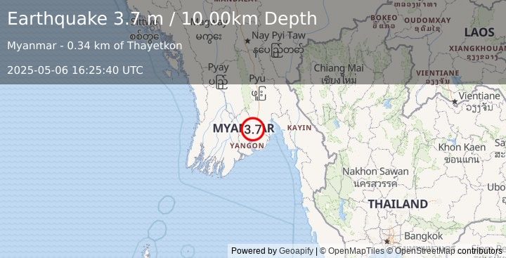 Earthquake MYANMAR (3.7 m) (2025-05-06 16:25:40 UTC)