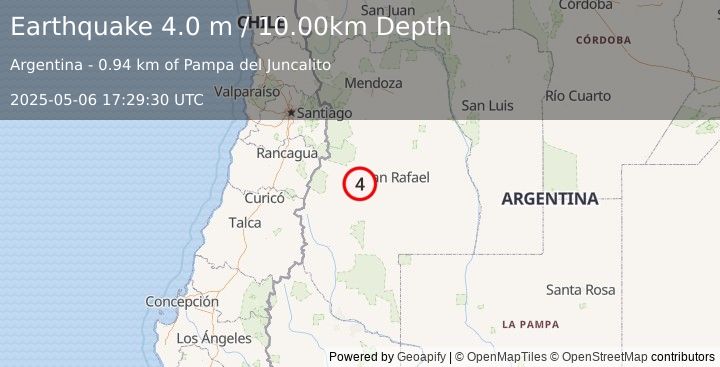 Earthquake MENDOZA, ARGENTINA (4.0 m) (2025-05-06 17:29:30 UTC)