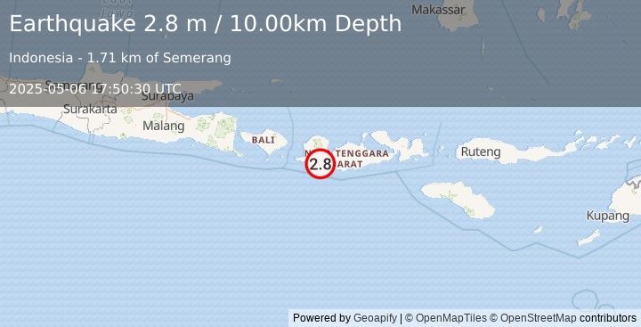 Earthquake LOMBOK REGION, INDONESIA (2.8 m) (2025-05-06 17:50:30 UTC)