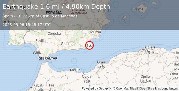 Earthquake SPAIN (1.6 ml) (2025-05-06 18:48:17 UTC)