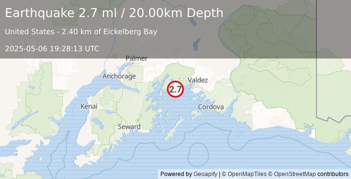 Earthquake SOUTHERN ALASKA (2.7 ml) (2025-05-06 19:28:13 UTC)