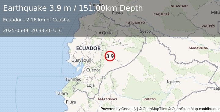 Earthquake ECUADOR (3.9 m) (2025-05-06 20:33:40 UTC)
