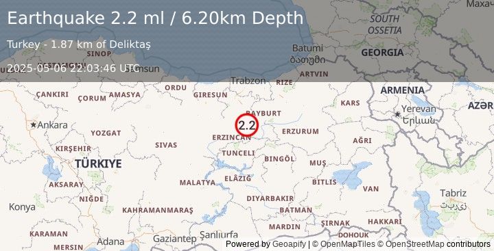 Earthquake EASTERN TURKEY (2.2 ml) (2025-05-06 22:03:46 UTC)