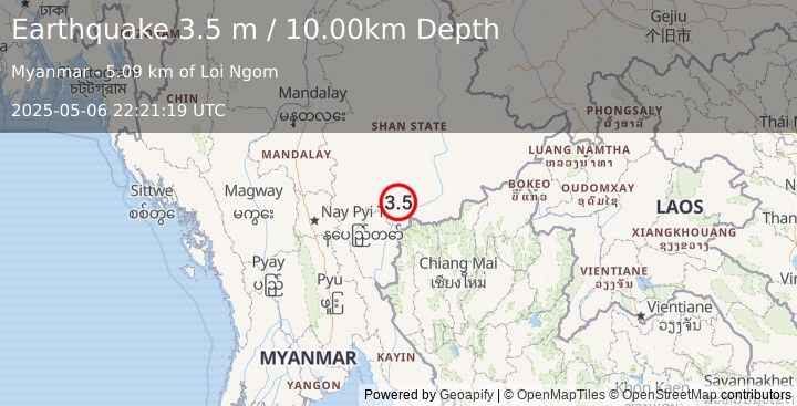 Earthquake MYANMAR (3.5 m) (2025-05-06 22:21:19 UTC)