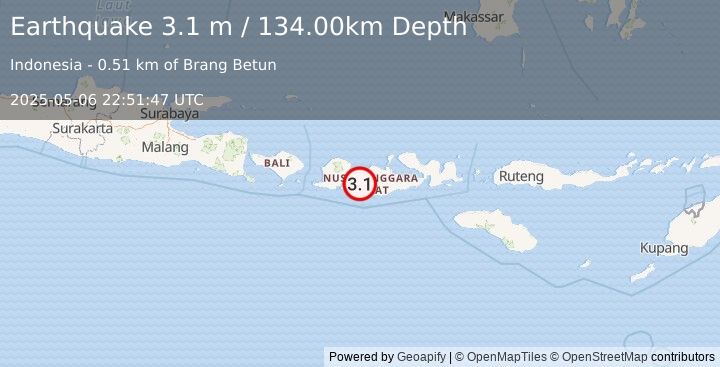 Earthquake LOMBOK REGION, INDONESIA (3.1 m) (2025-05-06 22:51:47 UTC)