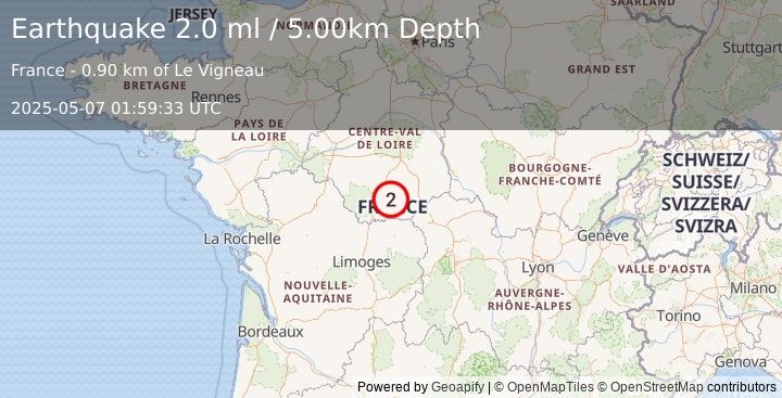 Earthquake FRANCE (2.0 ml) (2025-05-07 01:59:33 UTC)