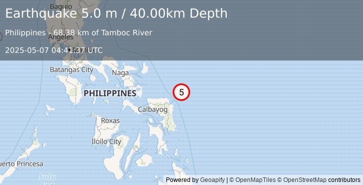 Earthquake SAMAR, PHILIPPINES (4.9 mw) (2025-05-07 04:41:31 UTC)