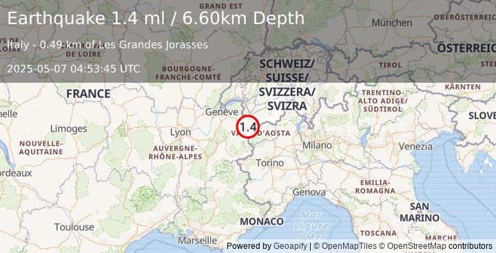 Earthquake FRANCE (1.4 ml) (2025-05-07 04:53:45 UTC)