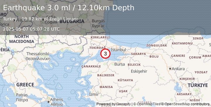 Earthquake WESTERN TURKEY (3.0 ml) (2025-05-07 05:07:28 UTC)