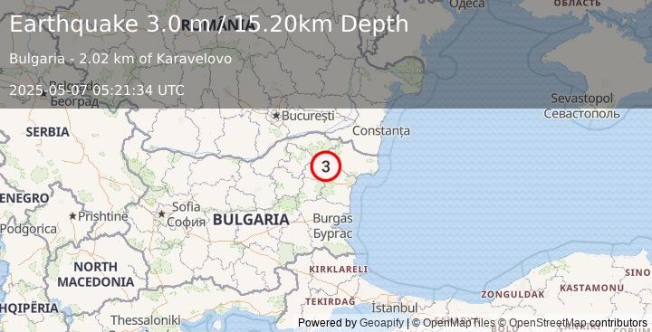 Earthquake BULGARIA (2.9 m) (2025-05-07 05:21:35 UTC)