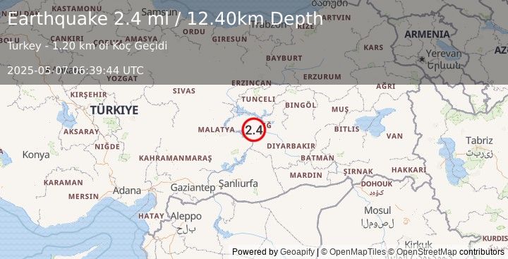 Earthquake EASTERN TURKEY (2.4 ml) (2025-05-07 06:39:44 UTC)