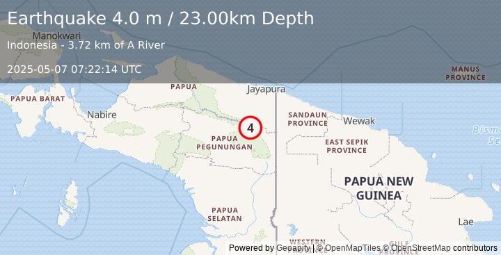 Earthquake PAPUA, INDONESIA (4.0 m) (2025-05-07 07:22:14 UTC)