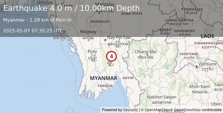 Earthquake MYANMAR (4.0 m) (2025-05-07 07:35:25 UTC)