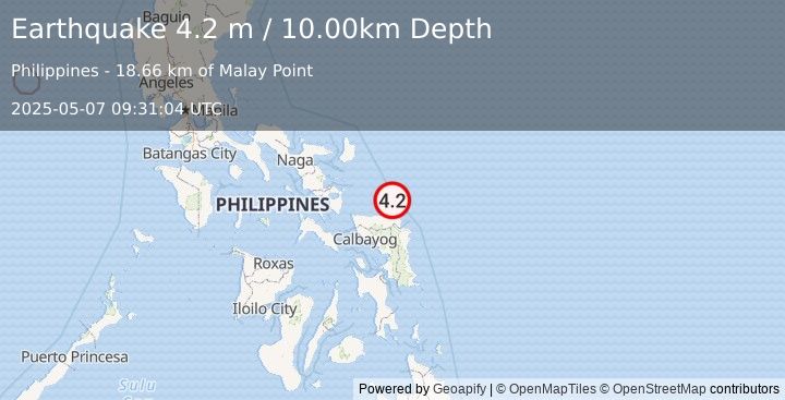 Earthquake SAMAR, PHILIPPINES (4.2 m) (2025-05-07 09:31:04 UTC)