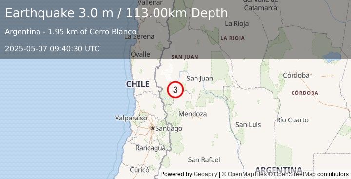 Earthquake SAN JUAN, ARGENTINA (3.0 m) (2025-05-07 09:40:30 UTC)