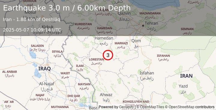 Earthquake WESTERN IRAN (3.0 m) (2025-05-07 10:09:14 UTC)