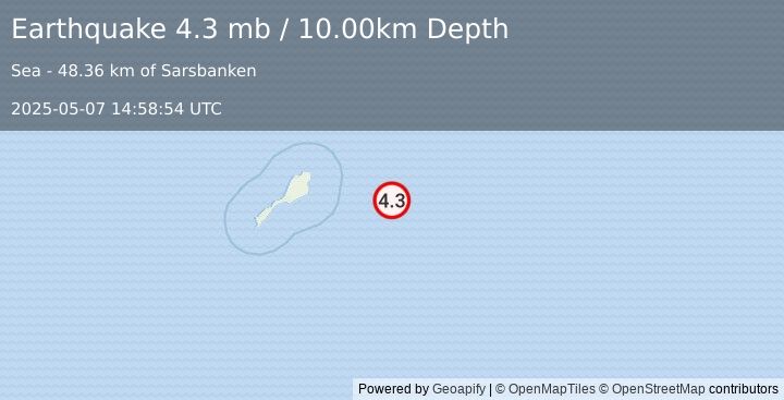 Earthquake JAN MAYEN ISLAND REGION (4.6 mb) (2025-05-07 14:58:53 UTC)