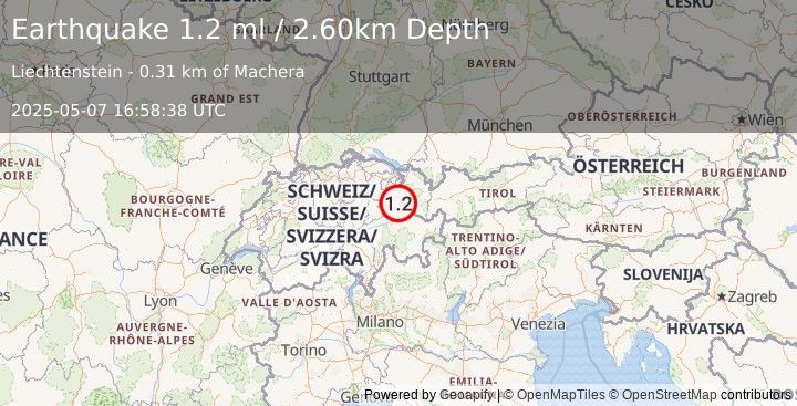 Earthquake LIECHTENSTEIN (1.2 ml) (2025-05-07 16:58:38 UTC)