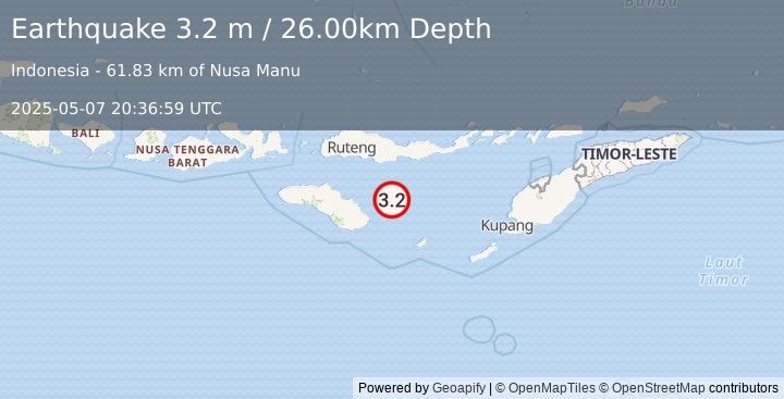Earthquake SAVU SEA (3.2 m) (2025-05-07 20:36:59 UTC)