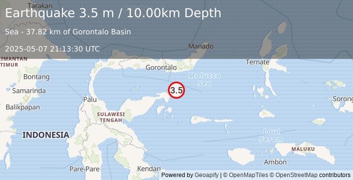 Earthquake SULAWESI, INDONESIA (3.5 m) (2025-05-07 21:13:30 UTC)