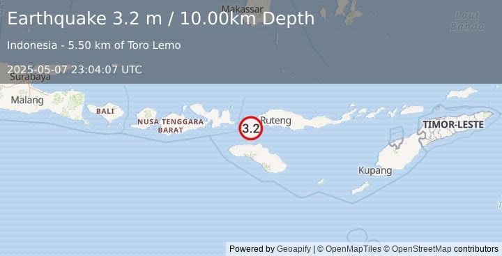 Earthquake FLORES REGION, INDONESIA (3.2 m) (2025-05-07 23:04:07 UTC)