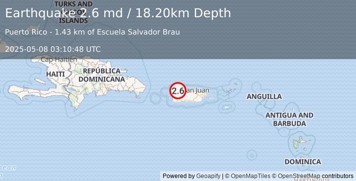 Earthquake PUERTO RICO (2.6 md) (2025-05-08 03:10:48 UTC)