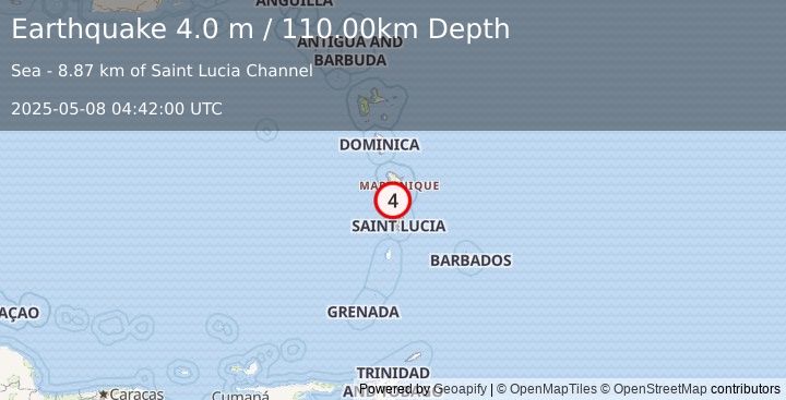 Earthquake MARTINIQUE REGION, WINDWARD ISL. (4.0 m) (2025-05-08 04:42:00 UTC)