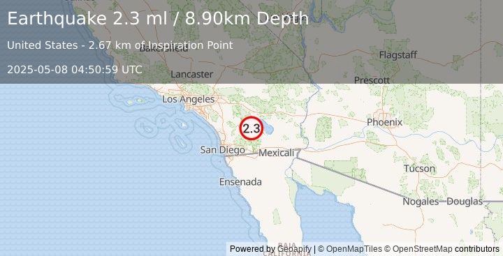 Earthquake SOUTHERN CALIFORNIA (2.3 ml) (2025-05-08 04:51:20 UTC)