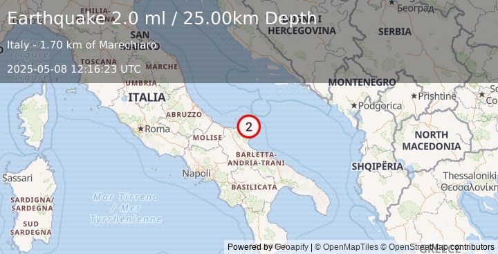 Earthquake SOUTHERN ITALY (2.0 ml) (2025-05-08 12:16:23 UTC)