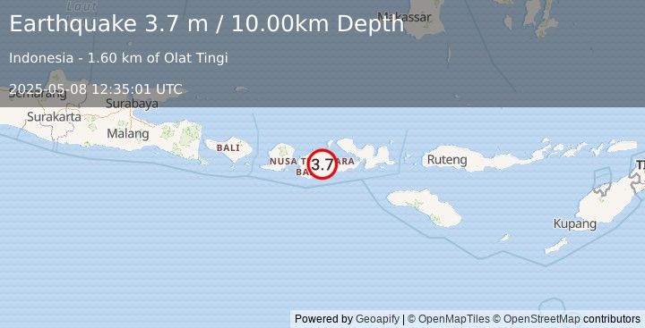 Earthquake SUMBAWA REGION, INDONESIA (3.7 m) (2025-05-08 12:35:01 UTC)