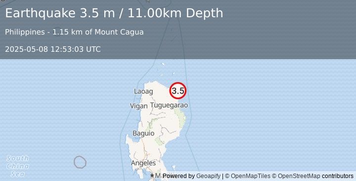 Earthquake LUZON, PHILIPPINES (3.5 m) (2025-05-08 12:53:03 UTC)
