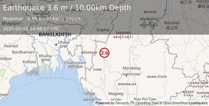 Earthquake MYANMAR (3.6 m) (2025-05-08 14:06:07 UTC)