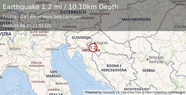 Earthquake CROATIA (1.2 ml) (2025-05-08 17:22:51 UTC)
