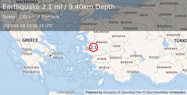Earthquake WESTERN TURKEY (2.1 ml) (2025-05-08 23:35:15 UTC)