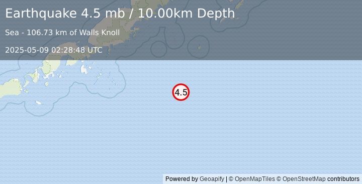 Earthquake SOUTH OF ALASKA (4.5 mb) (2025-05-09 02:28:48 UTC)
