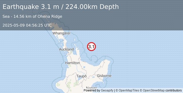 Earthquake OFF E. COAST OF N. ISLAND, N.Z. (3.1 m) (2025-05-09 04:56:25 UTC)