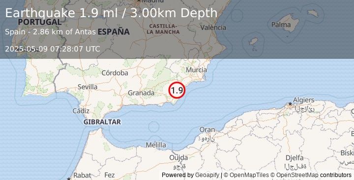 Earthquake SPAIN (1.9 ml) (2025-05-09 07:28:07 UTC)